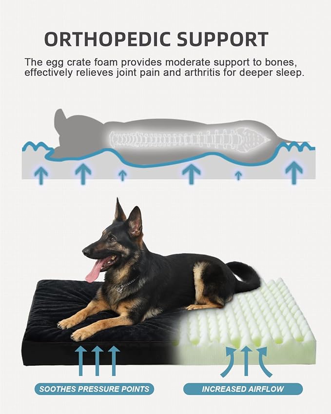 KSIIA Orthopedic Dog Bed Crate Waterproof Pet Mats - Image 2