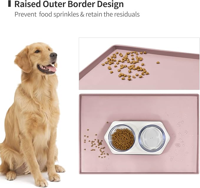 Dog Food Mat, Silicone Waterproof Food Tray, Non Slip Pet Bowl Mats Placemat - Image 3