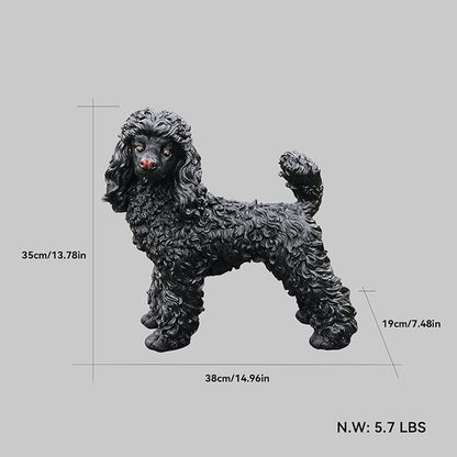Poodle Statue Outdoor Decorations – Outdoor Dog Statue Standing Black Poodle - Image 2