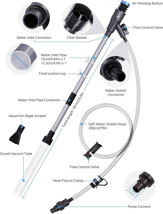 Gravel Vacuum for Aquarium, Fish Tank Cleaner Kit, Mini Manual Fishtank Vacuum - Image 4