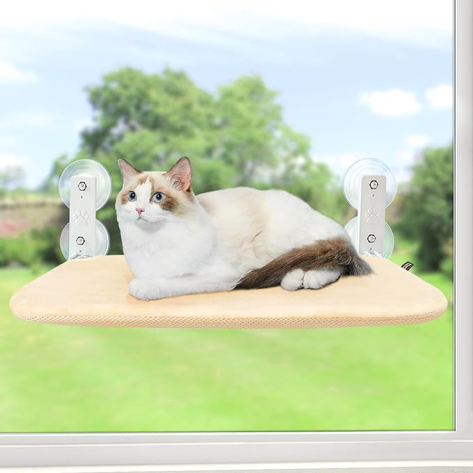 Sunhoo Cat Window Hammock Perch Cordless Perches Window Sill Seat Bed Foldable by Sunhoo