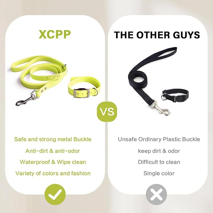 4.2FT Dog Collar and Leash Set, PVC Waterproof Adjustable Odor Proof Pet - Image 3