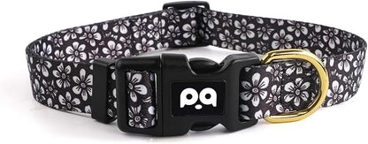 QQPETS Adjustable Soft Dog Collar: Print Flower Pink Multicolor Cute Patterns by QQPETS