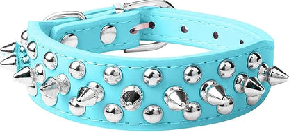 Spiked Dog Collar Soft Pu Leather Mushrooms Rivet Spike Studded Puppy by Unknown