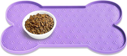 Dog Food Mat Anti-Slip Silicone Dog Bowl Mat Thicker Pet Placemat Waterproof by PWTAA