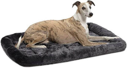 MidWest Homes for Pets QuietTime Dog Bed – Gray Faux Fur Bolster, Ultra-Soft by MidWestHomesForPets