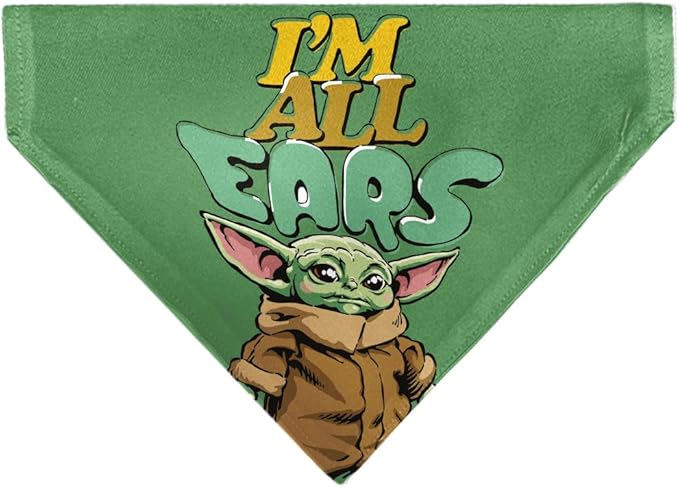 Star Wars Pet Bandana Star Wars Grogu Im All Ears Pose Green Slip On Collar by Buckle-Down