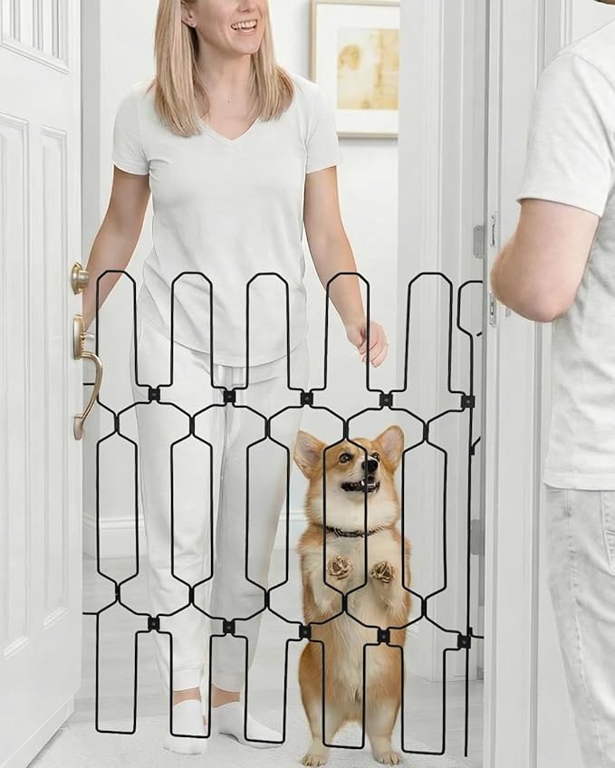 Retractable Dog Gate for Front Door 35.4" Wide 30.7" Tall Automatic Retractable by Dozont