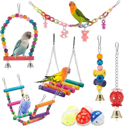 Swing Hanging Standing Chewing Toy Hammock Climbing Ladder, Cage Colorful Toys by lovyoCoCo