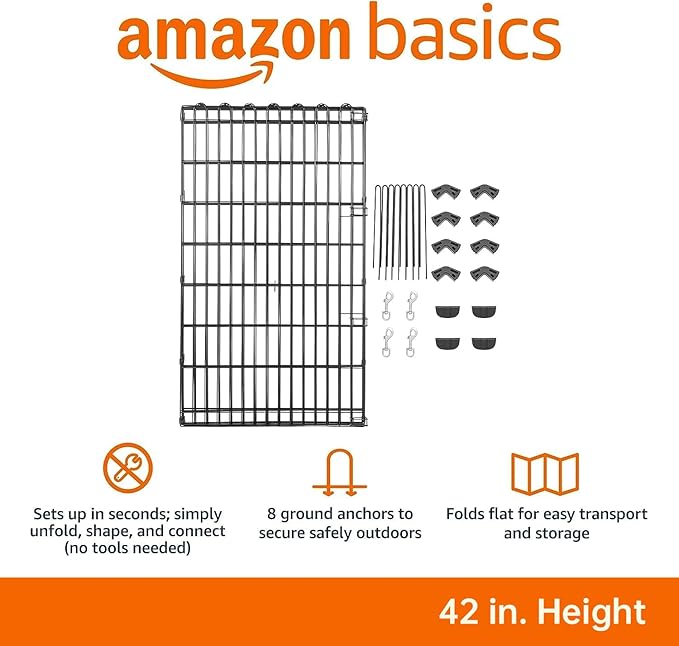 Amazon Basics Foldable Octagonal Metal Exercise Dog Playpen - Image 5