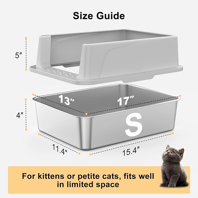 FURTIME Stainless Steel Cat Litter Box - Image 8