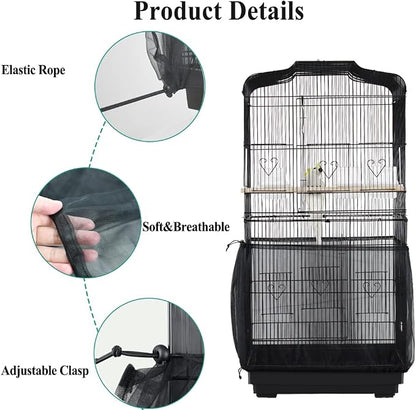 ASOCEA Bird Cage Seed Catcher, Universal Bird Cage Cover Skirt, Adjustable - Image 3