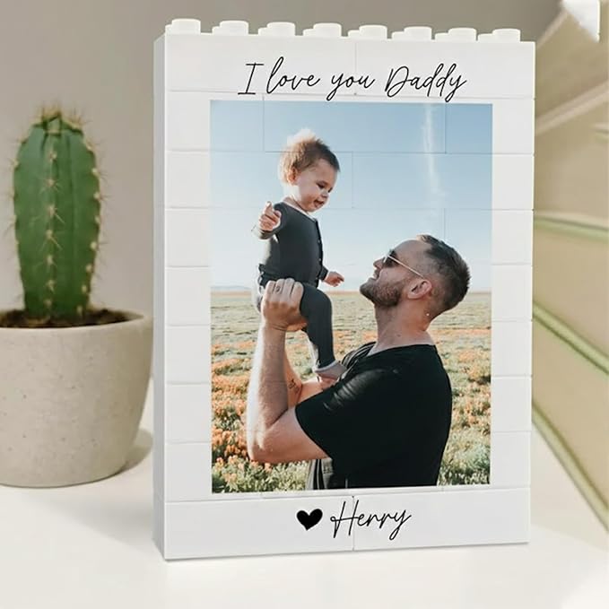 NAZENTI Custom Daddy and Me Brick Photo Block gifts by Nazenti