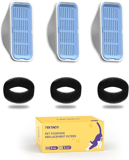 PEKTACO Cat Water Fountain Filters Replacement & Pre-Filter Sponges - Image 7