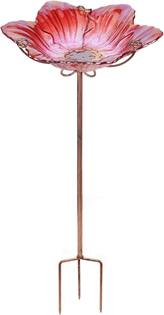 MUMTOP Bird Baths for Outdoors Glass Bird Bath Bowl Outdoor Bird Feeder Flower by MUMTOP
