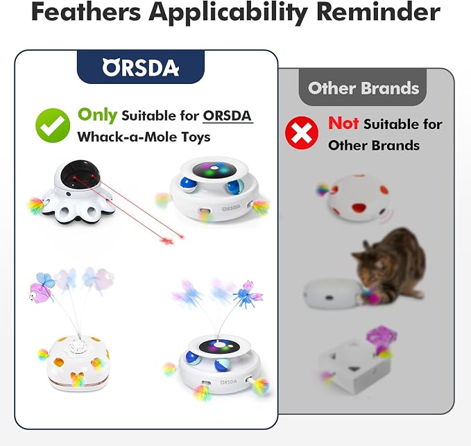 ORSDA 6Pcs Interchangeable Attachments Cat Feather Toys Replaceable Feathers - Image 2
