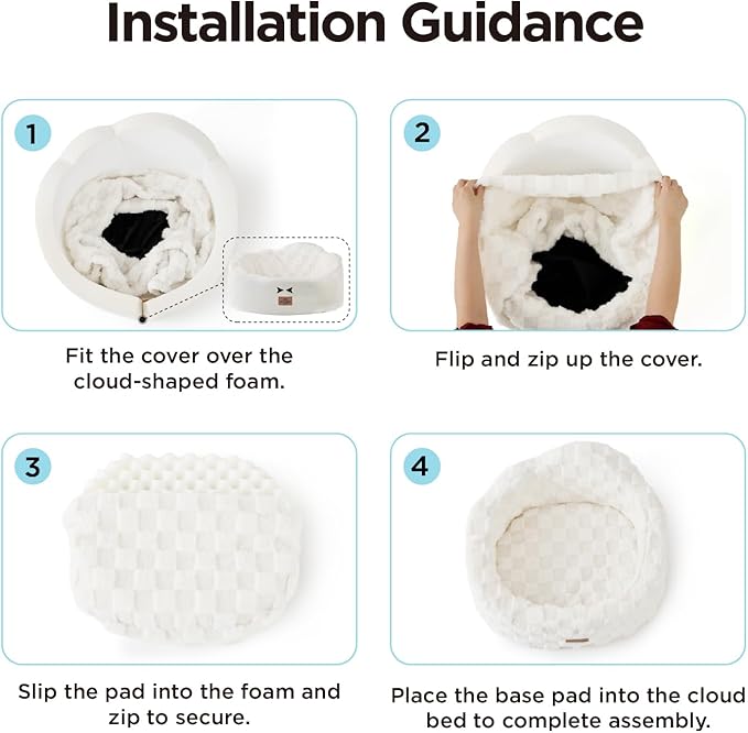 Joydeco Cloud Dog Bed for Small Dogs & Cats, Washable Pet Bed - Image 8