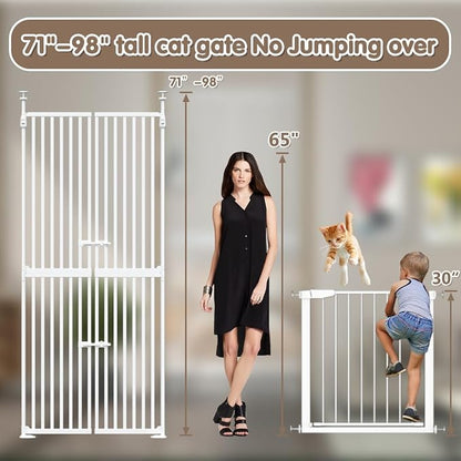 71" High Extra Tall Cat Gate, 34-36 Inch Tall Pet Gates, Auto Close Kitten - Image 2