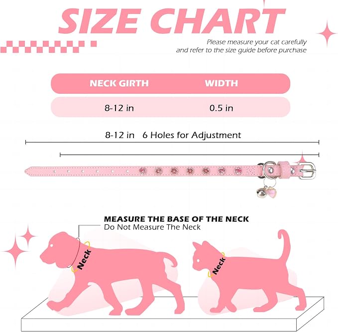 EXPAWLORER Leather Cat Collar for Girl Boy- Adjustable Pet Collar - Image 2
