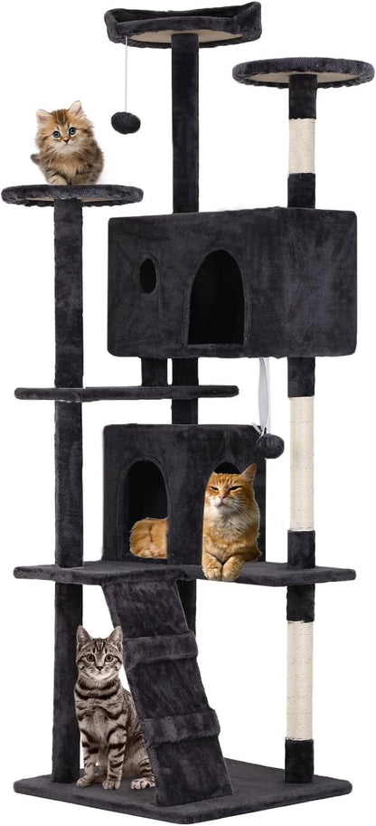 FDW | 70" Cat Tree Tower | Dark Gray | Multi-Level Indoor Activity Center by FDW