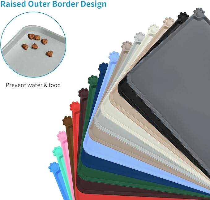 AUDWUD Silicone Waterproof Pet Feeding Mats, Anti Slip Bowl Pad, Dog Mat - Image 3