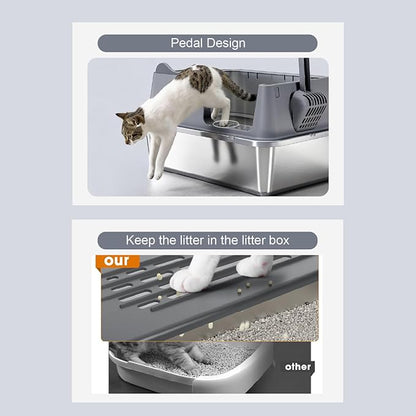 Stainless Steel Cat Litter Box, Open Top High-Sided Metal Litter Box - Image 4