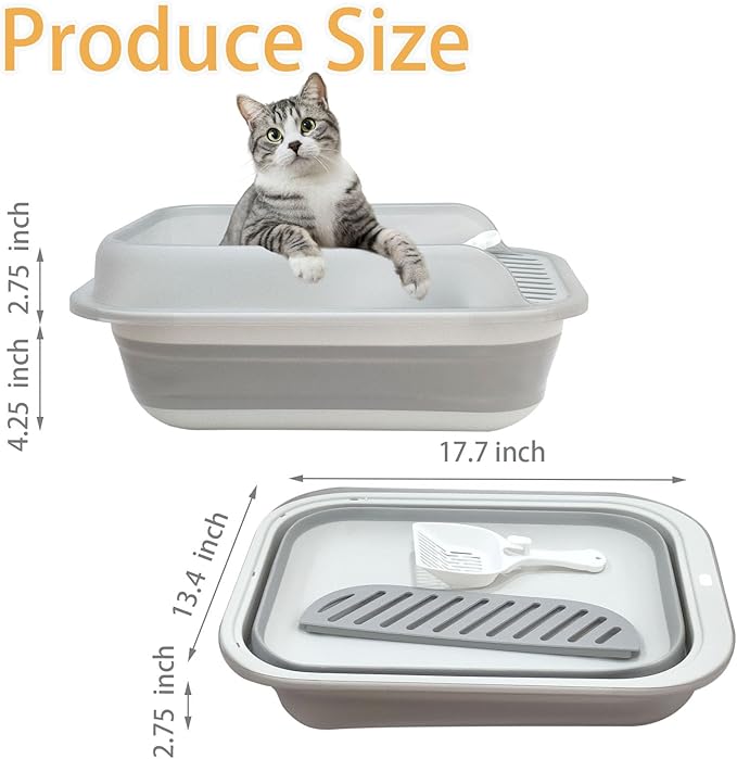 Collapsible Kitten Litter Box, Open High Sided Cat Potty Pan - Image 2