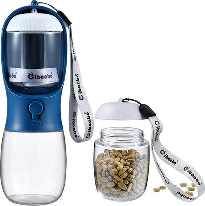 Dog Water Bottle with Food Container, Travel Puppy Water Bowl, Portable Pet by Cibaabo