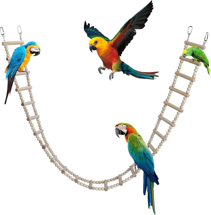 Bird Ladder Bridge, Wooden Pet Hamster Climbing & Swing Toys, Cage Accessories by Dnoifne