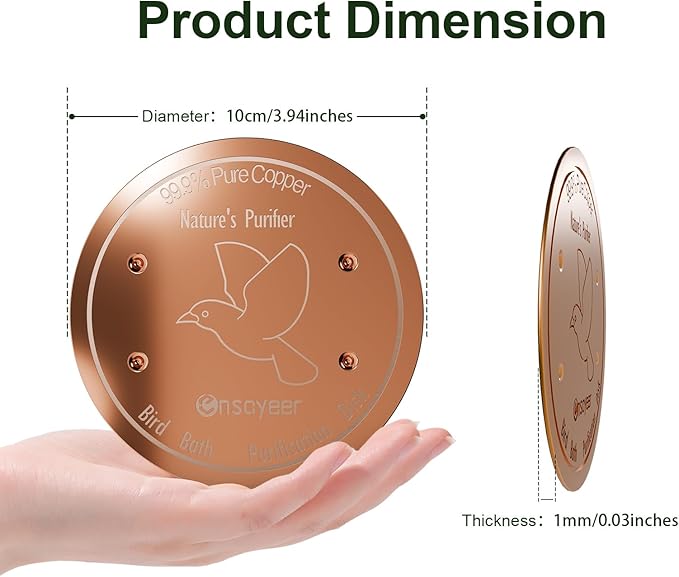 Upgraded Bird Bath Copper Disk, 0.8mm Reinforced 99.99% Pure Copper Cleaning - Image 6
