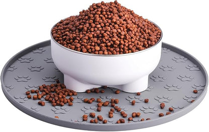 Silicone pet Food mat, Dog Food and Water mat, Raised Edge Rubber mat by HANZOTO