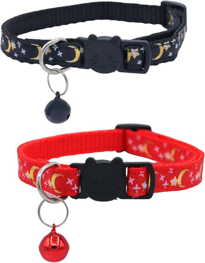 Set of 2: KioKatt Celestial Nylon Cat Collars by Kiokatt