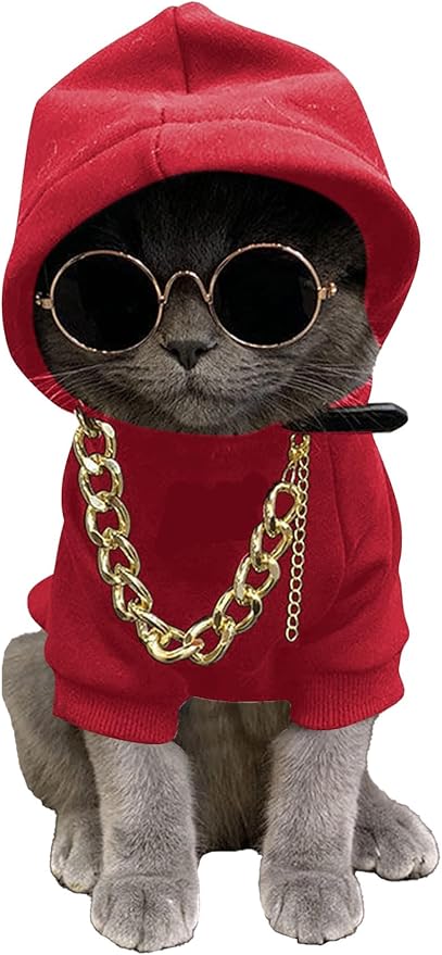 QWINEE 3Pcs Dog Hoodie Cat Apparel Dog Custume Set by QWINEE