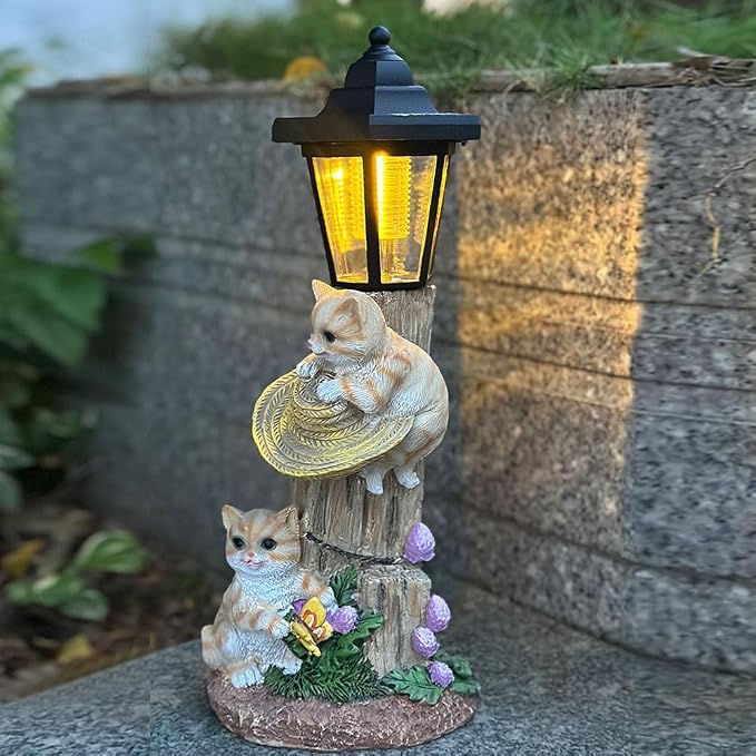 Solar Cat Outdoor Statue, Garden Statue - Image 4