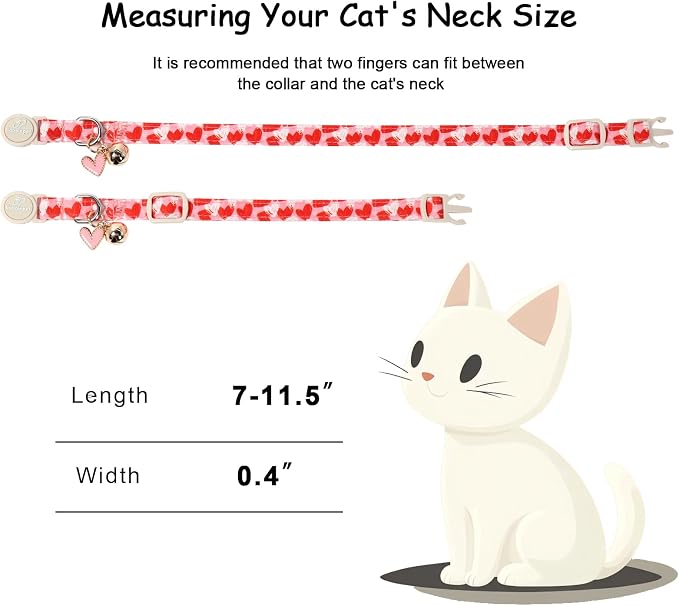 2 Pack Valentines Cat Collars - Image 4