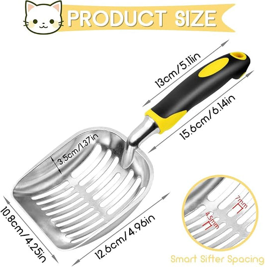 Cat Litter Scoop, Metal Cat Scooper, Rubber Handle Scoop, Sifting Shovel – - Image 2
