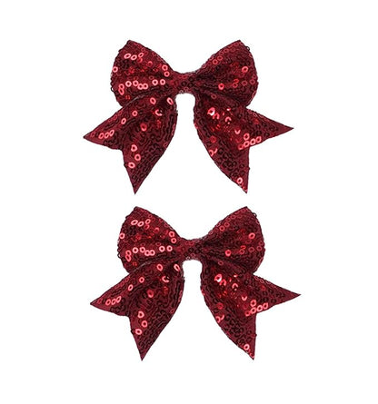 3-inch Sequined Bow Hair Clips For Baby Girls, Kids and Young Women Birthday by Koolgil