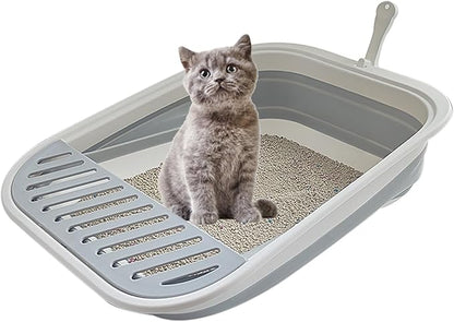 Collapsible Kitten Litter Box, 17.7 x 13.4 x 5 inch Open Cat Potty Pan by chuyouan