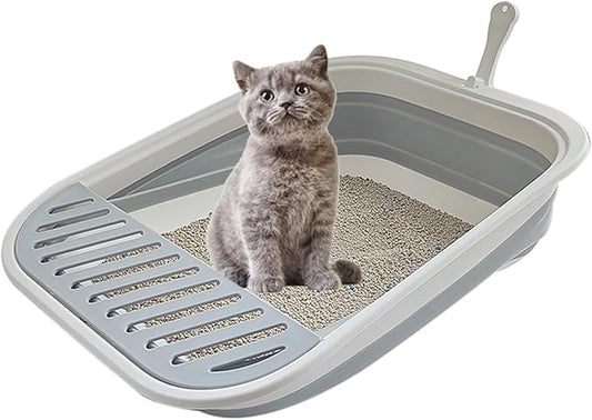 Collapsible Kitten Litter Box, 17.7 x 13.4 x 5 inch Open Cat Potty Pan by chuyouan
