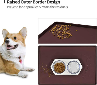 Dog Food Mat, Silicone Waterproof Food Tray, Non Slip Pet Bowl Mats Placemat - Image 3