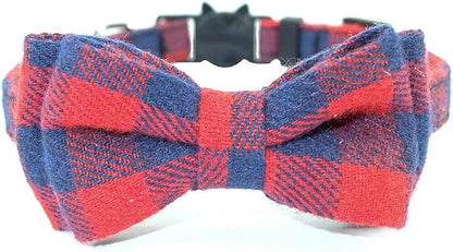 Cat Collar Breakaway with Bell and Bow Tie, Plaid Design Adjustable Safety - Image 6