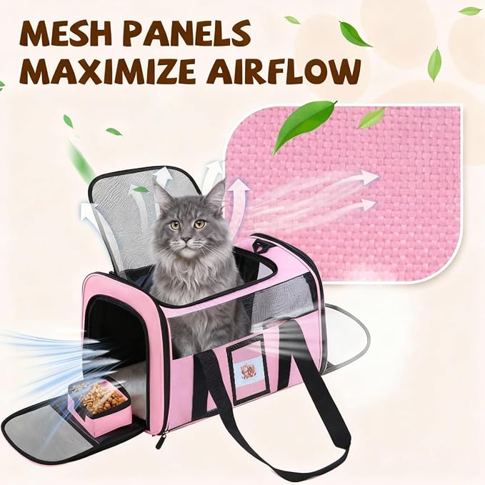 Soft Cat Carrier for Pets Up to 15 lbs, TSA Approved for Airline in-Cabin - Image 4