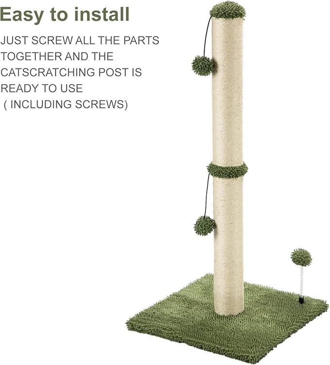 MECOOL 34“ Tall Cat Scratching Post Premium Basics Kitten Scratcher Sisal - Image 7