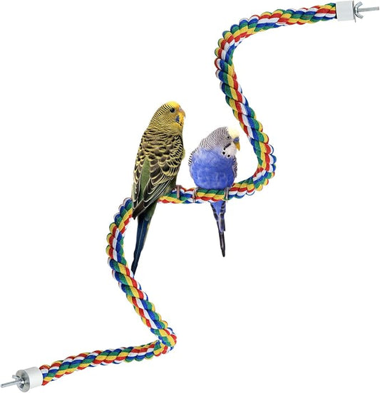 Bird Rope Perches for Parrots, Cockatiels, Budgie Cages Comfy Birds Colorful by Mygeromon