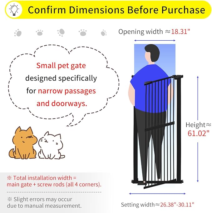Lumizone Extra Tall Cat Gate 61.02" High Pressure Mounted Extra Wide - Image 2