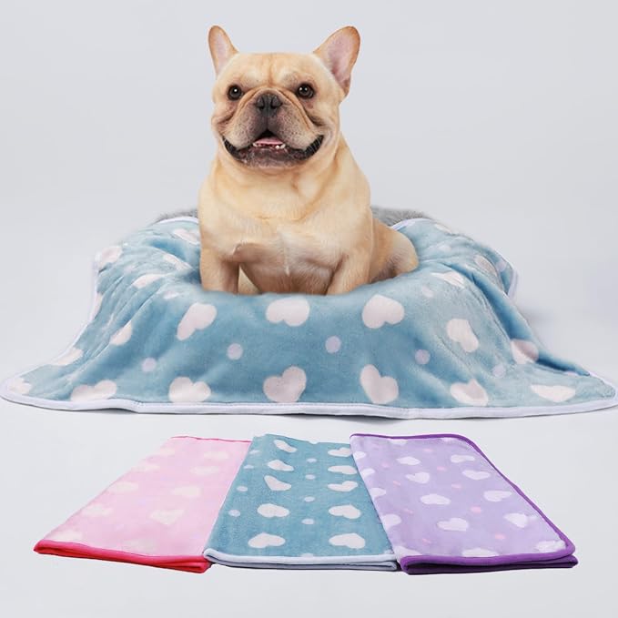 1 Pack 3 Blankets Super Soft Cute Dot Pattern Pet Blanket Flannel Throw - Image 6