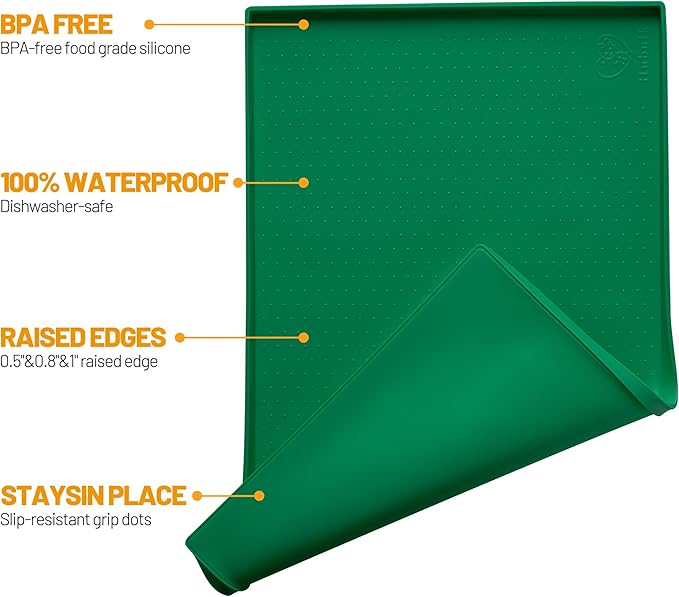Hubulk Dog Feeding Mat, 100% Waterproof Food Grade Silicone Pet Food and Water - Image 2