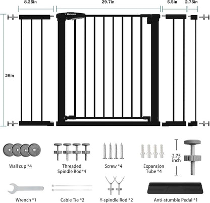 Mumeasy 29.7–48" Baby Gate for Stairs, Dog Gate for Doorways, Auto Close Child - Image 2