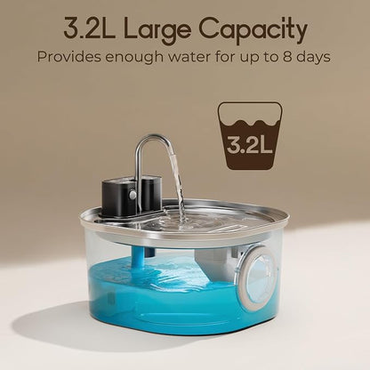 Voluas Stainless Steel Cat Water Fountain-Wireless Pet Water Fountain Battery - Image 5