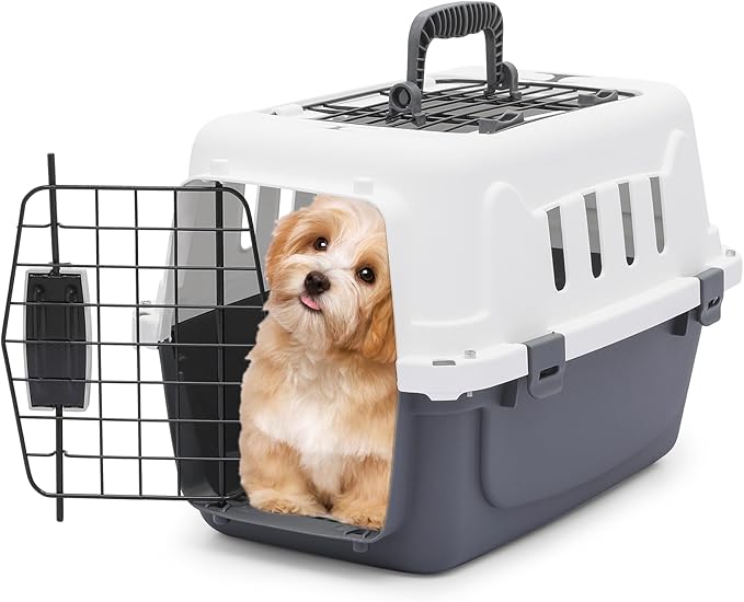 MoNiBloom 18-Inch 2-Door Top Loading Cat Carrier, Plastic Dog Crate Hard-Sided by Monibloom